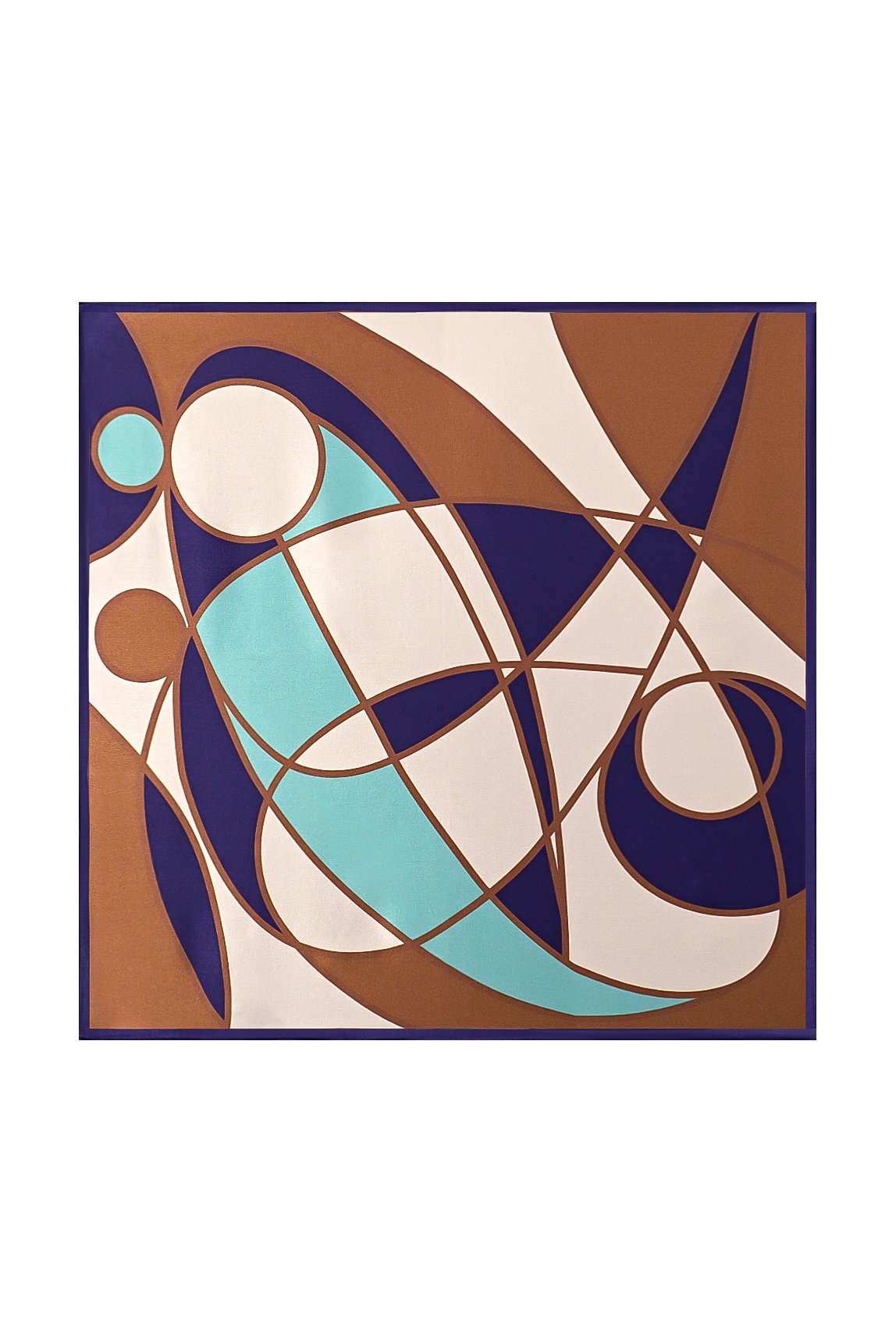 Pure Silk Geometric Pattern Square Scarf - Size 53x53cm