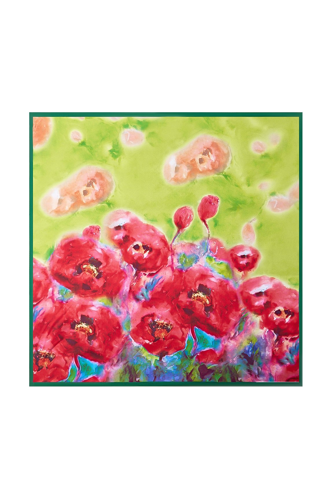 Pure Silk Flower Impression Square Scarf - Size 53x53cm