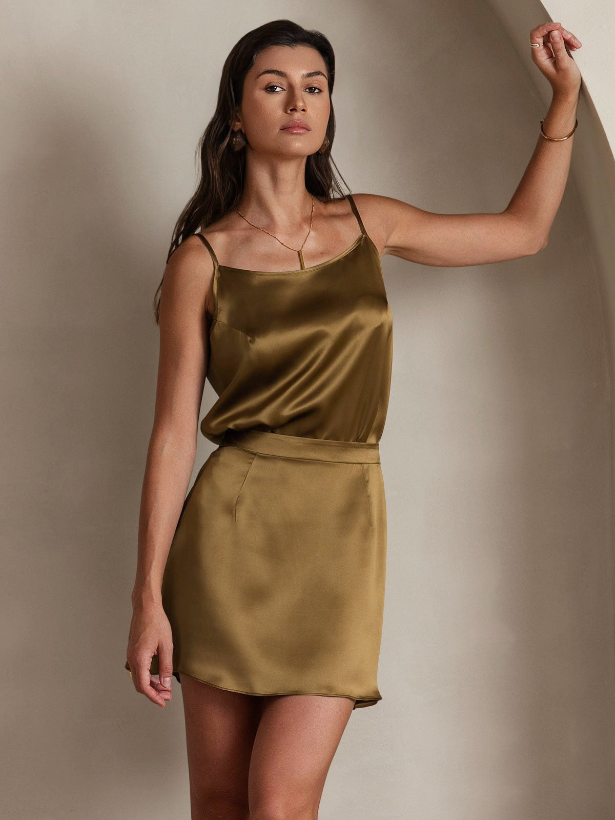 19Momme Silk A Line Mini Skirt