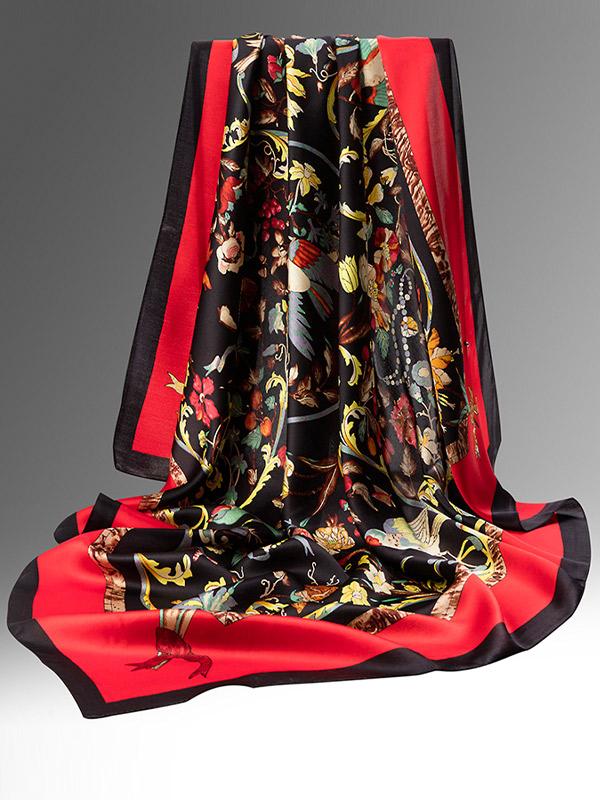 Birds Blooms Silk Square Scarf 110