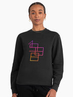 1988 Lines Pullover Sweatshirt Retro Minimalist Geometric Design Black